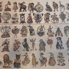 50pcs Retro Transparent Stickers Decals