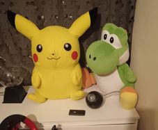 Yoshi and Pikachu large teddy's