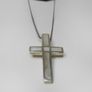 Vintage silver mother of pearl cross necklace Image 2