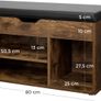 Shoe Bench LHS30BX, Seat Bench, Padded, 3 Open Compartments, Under Seat Storage, Shoe Storage, Hallway, Living Room, Bedroom, Holds up to 150 kg, Vintage, Dark Brown Image 3