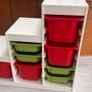 IKEA Trofast storage unit - white with red and green bins Image 2