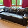 DFS Black Leather Sofa Suite 3 Seater, 2 Seater, Armchair & Footstool Image 2