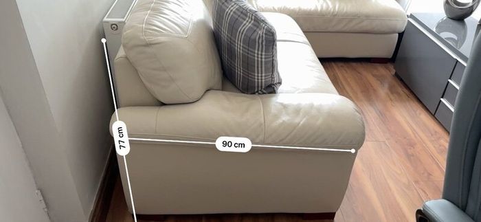 Cream leather left hand corner Sofa