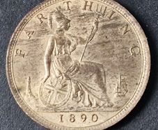 Fantastic 1890 Victoria Farthing coin with beautiful Luster