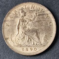 Fantastic 1890 Victoria Farthing coin with beautiful Luster