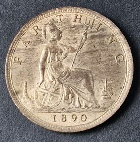Fantastic 1890 Victoria Farthing coin with beautiful Luster