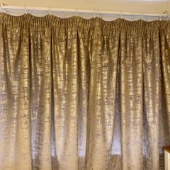 Lined gold curtain set + shade