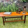 Mid-Century Modern Danish-Style Teak Coffee Table with Magazine Rack Image 2