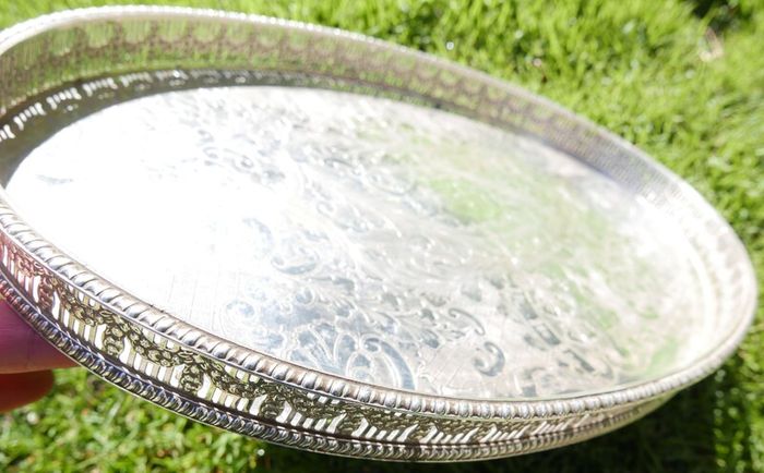 Viners  Silver Alpha Plated Oval Vintage Tray Chased Gallery