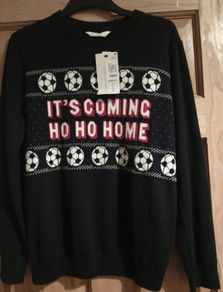 M&S Boys Christmas football theme jumper