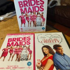 2 Dvds, Bridesmaids, intorelable cruelty.  Great condition.