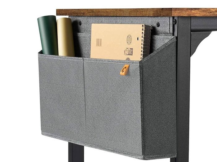 SALE Study Computer Desk 100cm Home Office Writing Small Desk, Modern Simple Style PC Table, Black Metal Frame, Rustic Brown