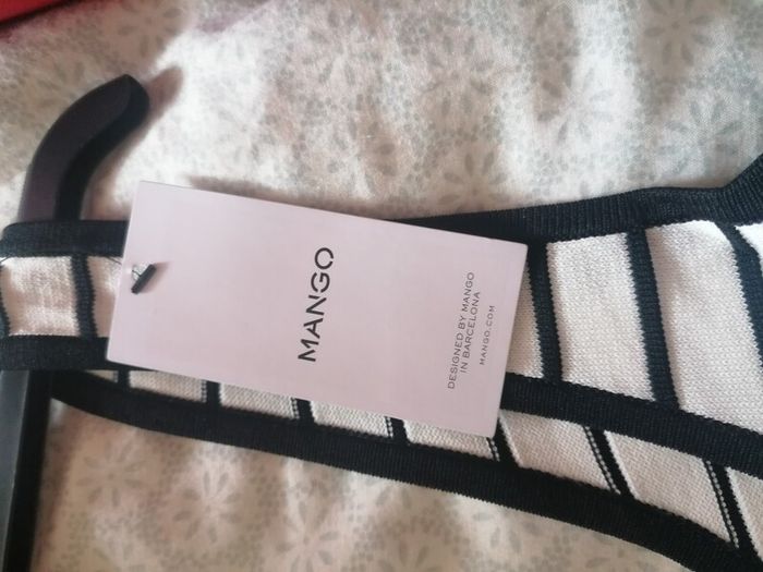 Mango black white dress medium UK 10