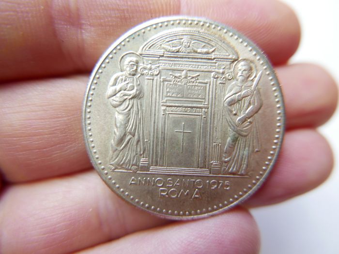 Sterling Silver Vatican City Commemorative Pope Paulus VI Meda Pope Paul VI Anno Santo 1975 commemorative medal