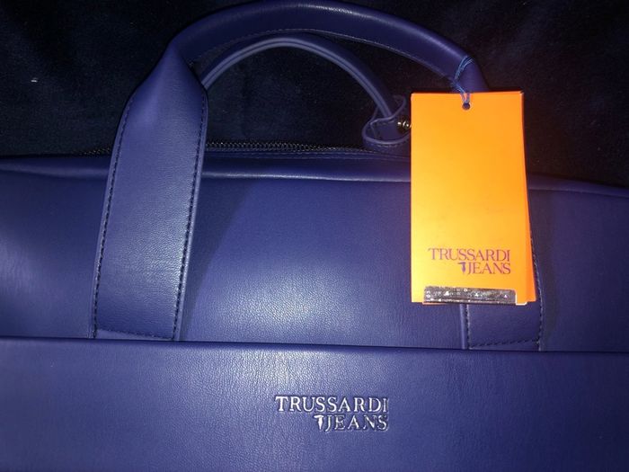 Trussardi Jeans leather business Brief Case shoulder travel Bag brand new with tag
