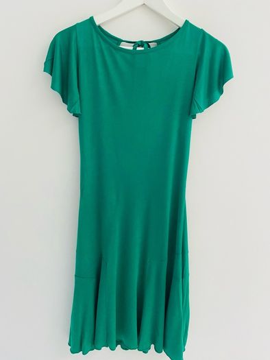 ASOS Emerald Green Open Back Ruffle Sleeve Detail Mini Dress UK 8