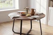 47'' Round Dining Table with Metal Leg for 4-6 People Walnut