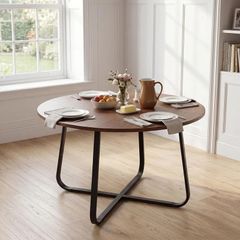 47'' Round Dining Table with Metal Leg for 4-6 People Walnut