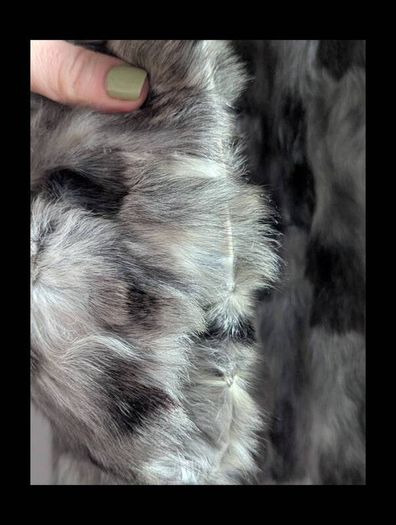 Mid real fur silver coat