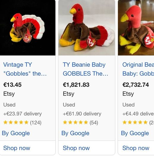Beanie babies globbles rare discontinued turkey