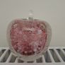 Art Glass Apple Paperweight Pink Bubble Glass Image 7