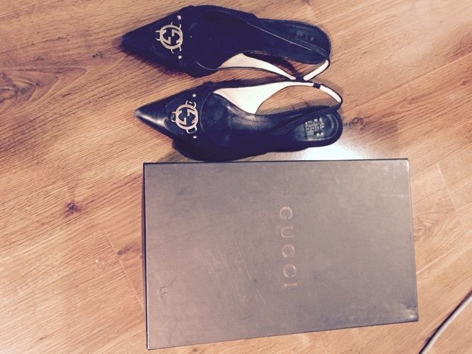 Gucci (boxed) kitten heel slingback size 5