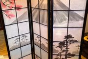 Japanese Shoji 4 Panel Folding Room Divider Mount Fuji