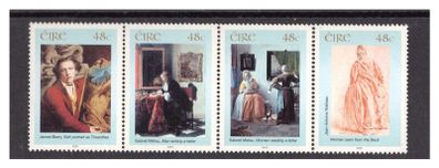 2003 Ireland 140th Anniversary of the National Gallery of Ireland (Self-portrait, Man writing letter, Woman reading letter & Woman from back) Commemorative Stamps Set Mint Never Hinged (MNH)
