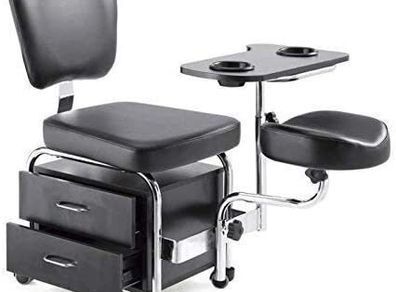 Manicure Pedicure Nail Station Beauty Chair Stool Table Spa Drawers Black