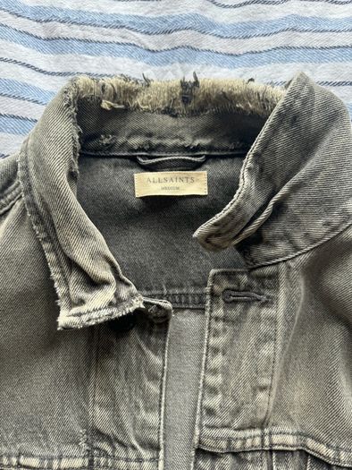 AllSaints Washed Grey Denim Trucker Jacket