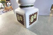 Rare find  Vintage White Taunton Vale Storage Jar with Green, Yellow and Brown Floral Design Crazed otherwise Good Condition