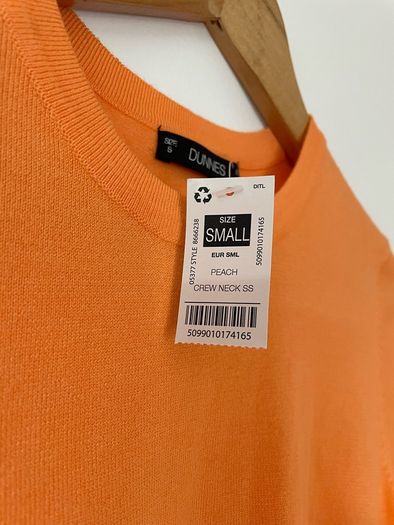 Dunnes peach short sleeve crew neck top size small New
