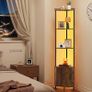 5 Tier Corner Shelf, Tall Corner Stand with LED Light and Doors, Wall Shelves Tower Storage Organizer, Metal Frame & Wooden Shelves Image 2
