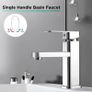 FREE POSTAGE Basin Tap Washroom Hot and Cold Mixer Tap Single Lever Bathroom Sink Faucet with 80CM UK Standard Hoses, Chrome Image 6