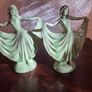 Original Antique Art Deco Pair Dancing Girl Figurines Image 3
