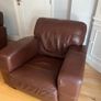 brown leather 3 seater & armchair Image 6