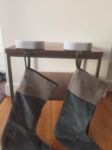 Marble Christmas stocking holders, pair