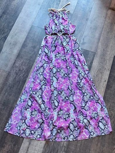 ASOS Purple Snake Print Cut Out Maxi Dress UK 10 Brand new with tags