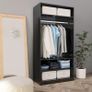 Wardrobe High Gloss Black 100x50x200 cm Chipboard Image 5