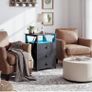 Bedside Table Set of 2 with Charging Station, Side Table with Led Lights Image 6