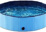 80CM Diameter Collapsible Pet Dog Bath Pool, Kiddie Pool Hard Plastic Foldable Bathing Tub PVC Outdoor Pools for Dogs Cat Kid (FREE POSTAGE)