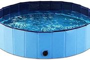 80CM Diameter Collapsible Pet Dog Bath Pool, Kiddie Pool Hard Plastic Foldable Bathing Tub PVC Outdoor Pools for Dogs Cat Kid (FREE POSTAGE)