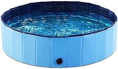 80CM Diameter Collapsible Pet Dog Bath Pool, Kiddie Pool Hard Plastic Foldable Bathing Tub PVC Outdoor Pools for Dogs Cat Kid (FREE POSTAGE)