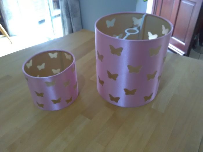 Pair of pink lamp shades