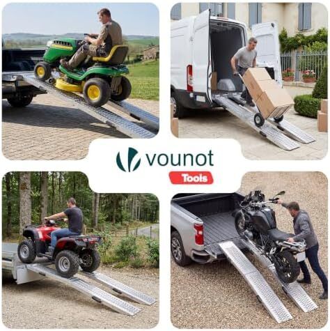 Folding Loading Ramps 180cm Heavy Duty Pair 400kg Capacity, Non-Slip Surface, Portable Foldable Design for Motorcycle, Mobility Scooters, Lawn Mower, Quad, and ATV