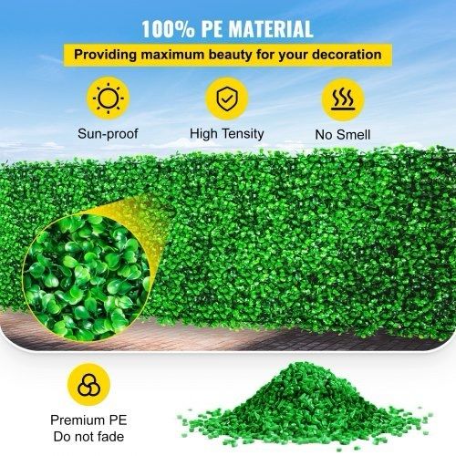 NEW SALE | Artificial Boxwood Panel UV 48pcs Boxwood Hedge Wall Panels Artificial Grass Backdrop Wall 10X10" 4cm Green Grass Wall Fake Hedge for Decor Privacy Fence Indoor Outdoor Garden Backyard