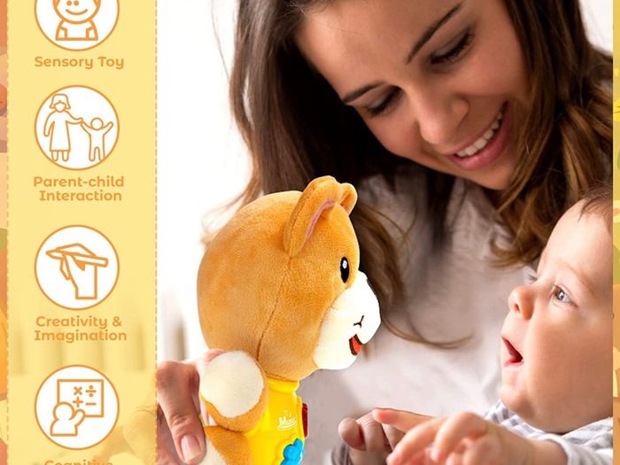 Baby Musical Toys for 6-12 Months, Interactive Bear Plush Toys Sound Toys with Light Up, Baby Sensory Toys for 1 2 3 Year Old Boys Girls, Learning Tummy Time Toys for 1st Birthday Gifts
