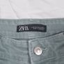 Zara Muted Green Blue Raw Frayed Hem Slim Fit Cropped Jeans 14UK/42EU Image 2