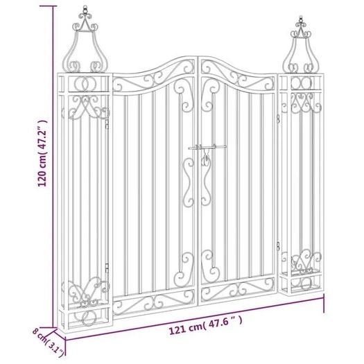 Garden Gate Black 121x8x120 cm Wrought Iron