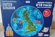 United Kingdom Round Puzzle (210 Pieces) + 32-Page Book